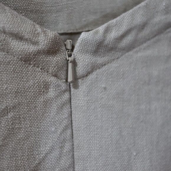 Eileen Fisher Tan Linen Shift Dress 100% Organic Linen Dress LG *stain - Picture 7 of 9